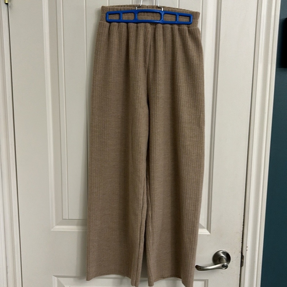 OAK + FORT Tan Wide Leg sweater pant